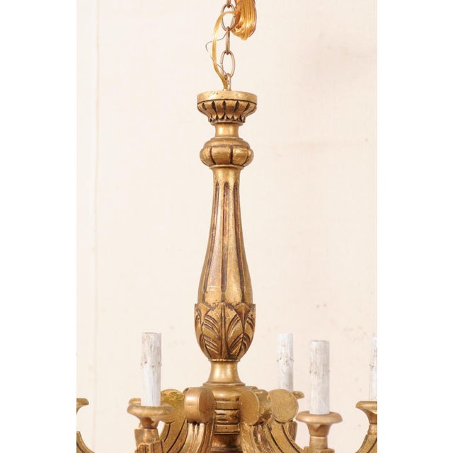 Mid 20th Century French 6-Light Gilt Chandelier For Sale - Image 10 of 11