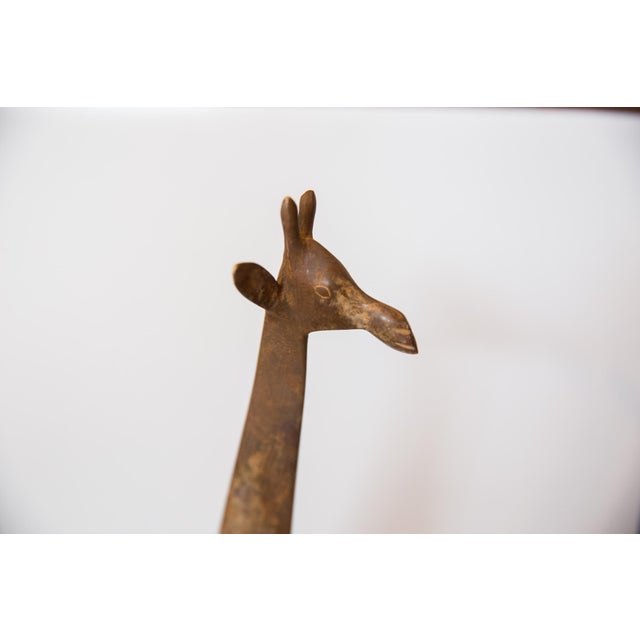 1960s Vintage African Extra Large Bronze Giraffe For Sale - Image 5 of 6