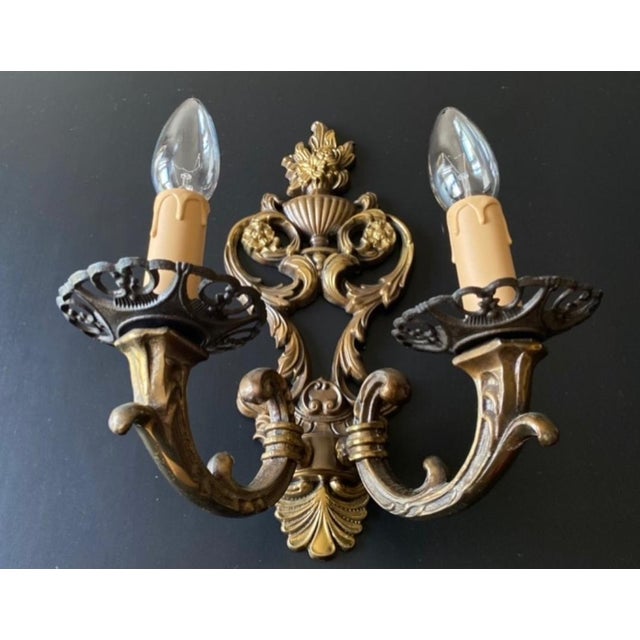 Gold Vintage Wall Lights, 1960s, Set of 2 For Sale - Image 8 of 12