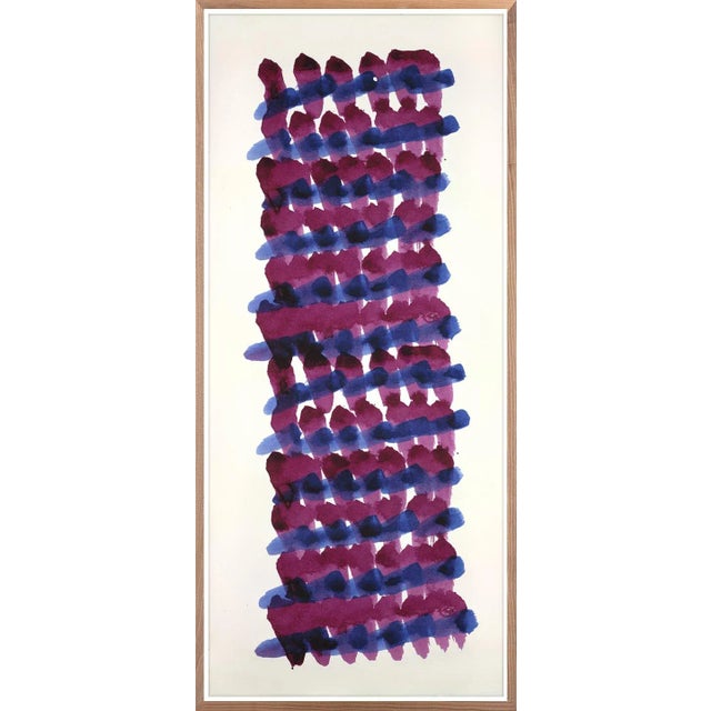 Abstract Fuchsia Abstract Indigo Weave Mirror by ZBC House, Framed Art Print, 12x30 For Sale - Image 3 of 3