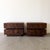 Vintage 1970s pair of burlwood nightstands featuring sleek architectural lines and a rich burlwood finish. Elegant...