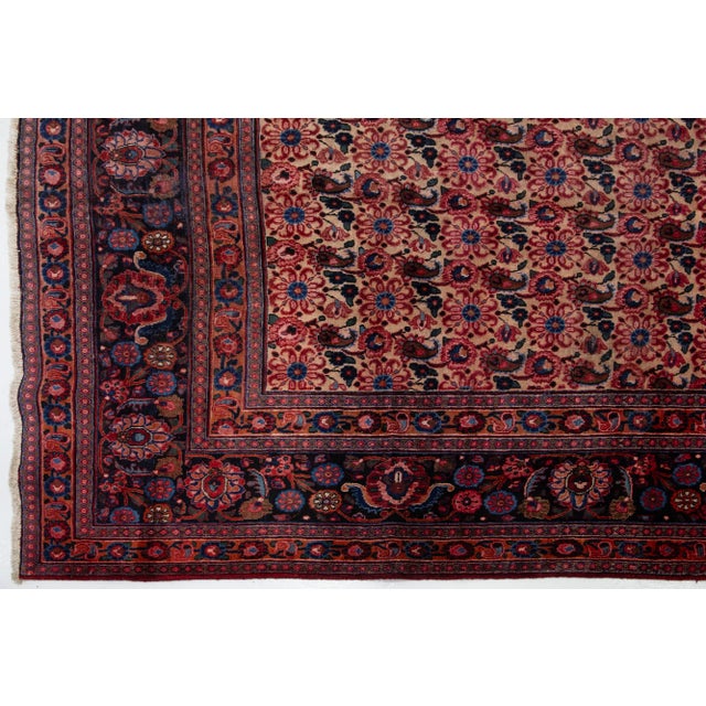 Textile 10 X 14 Vintage Persan Bidjar Wool Rug in Tan With Allover Design For Sale - Image 7 of 10