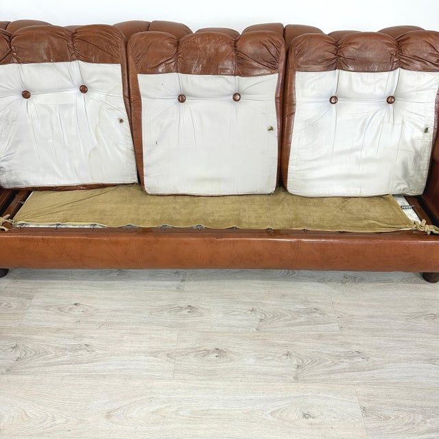 Animal Skin Italian Leather Sofa, 1970s For Sale - Image 7 of 11
