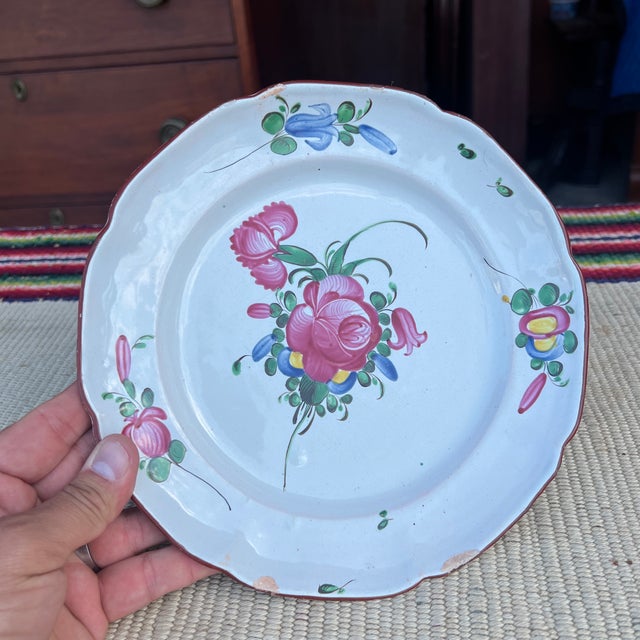 Antique 19th Century French Faience Floral Tin Glazed Earthenware Plate For Sale - Image 12 of 12