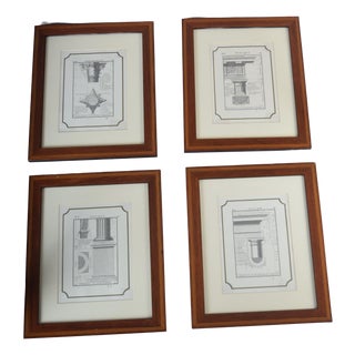 Architectural Illustrations of Classical Columns, 19th Century, Engravings, Framed, Set of 4 For Sale