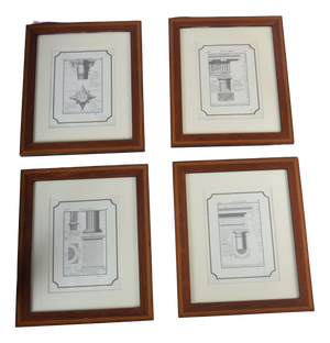 Architectural Illustrations of Classical Columns, 19th Century, Engravings, Framed, Set of 4