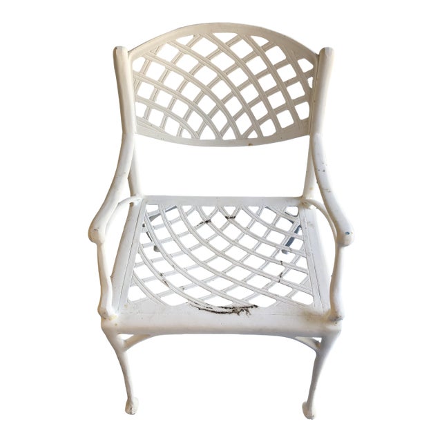 1990s White Metal Patio Chair Reduced For Sale
