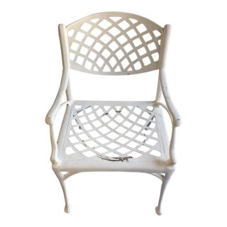 Sale 1990s White Metal Patio Chair Reduced For Sale