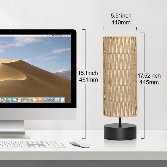 Rattan Table Lamp Touch Dimmable Bedside Light For Sale - Image 4 of 7