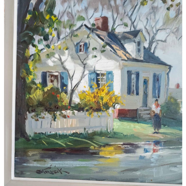 Mid-Century American Impressionist Painting of Rockford Mass by Paul Strisik n.A. For Sale - Image 9 of 14