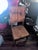 Handcrafted Mexican chair stamped "Artes de Mexico". Solid oakwood frame with original leather seat and back. Decorative...