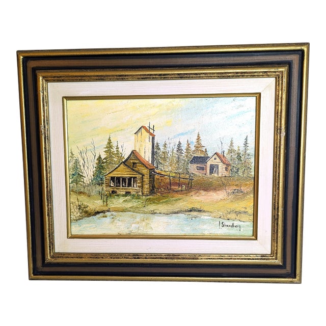 1930s Original Swedish Landscape Oil Painting by John Edmund Strandberg For Sale