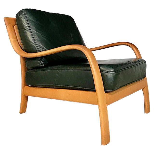 Bentwood & Leather Lounge Chair from Komfort For Sale