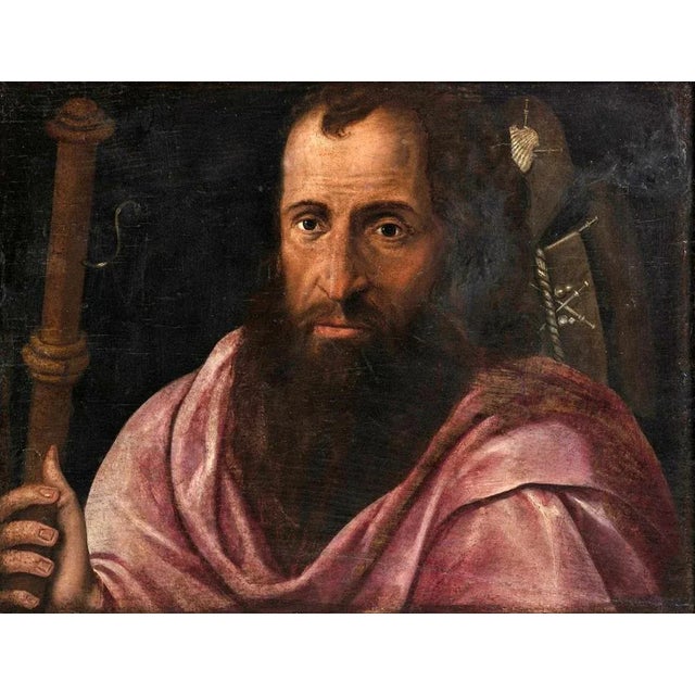 Baroque Italian School Artist, Apostle, 17th Century, Oil on Wood, Framed For Sale - Image 3 of 5