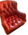 Animal Skin Vintage Thomasville Chesterfield Leather Easy Chair and Ottoman Set For Sale - Image 7 of 12