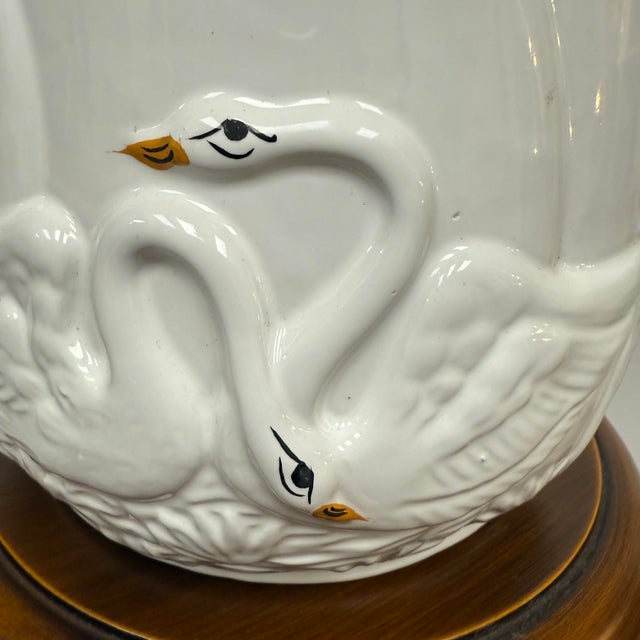 Mid 20th Century 20th Century Portuguese White Ceramic Swan Planter For Sale - Image 5 of 9