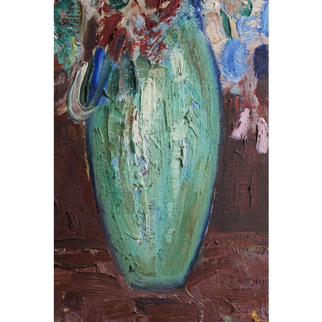 Lucien Roudier Detto Eller, Flowers in a Vase, 1920s, Oil Painting on Canvas, Framed For Sale - Image 10 of 13