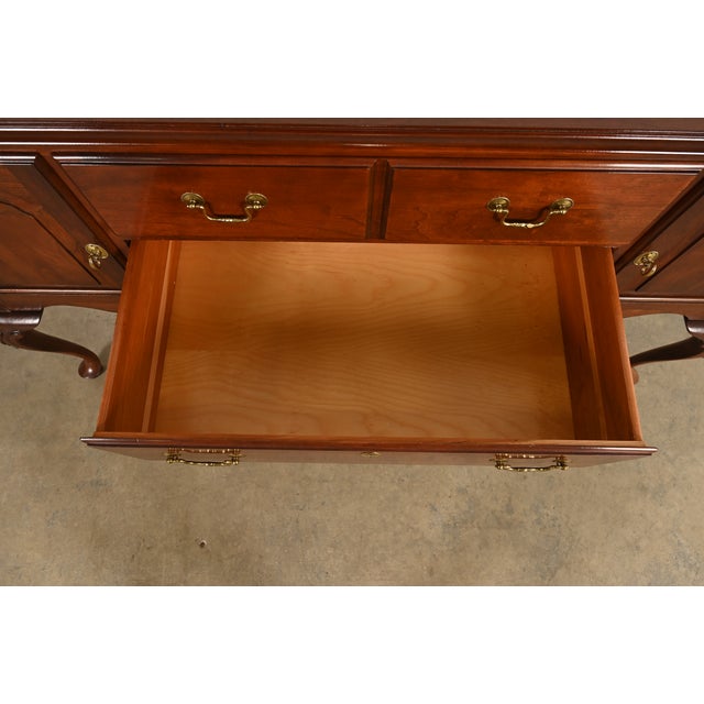 Ethan Allen Georgian Solid Cherry Wood Sideboard Credenza or Buffet For Sale - Image 9 of 17