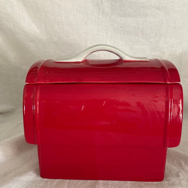 Limited Edition Snap-on Tools Ceramic Cookie Jar in the traditional Snap-on red. The lid has a silicone gasket for a...