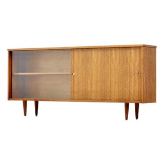 1960s Wide Mid Century China Display Cabinet For Sale