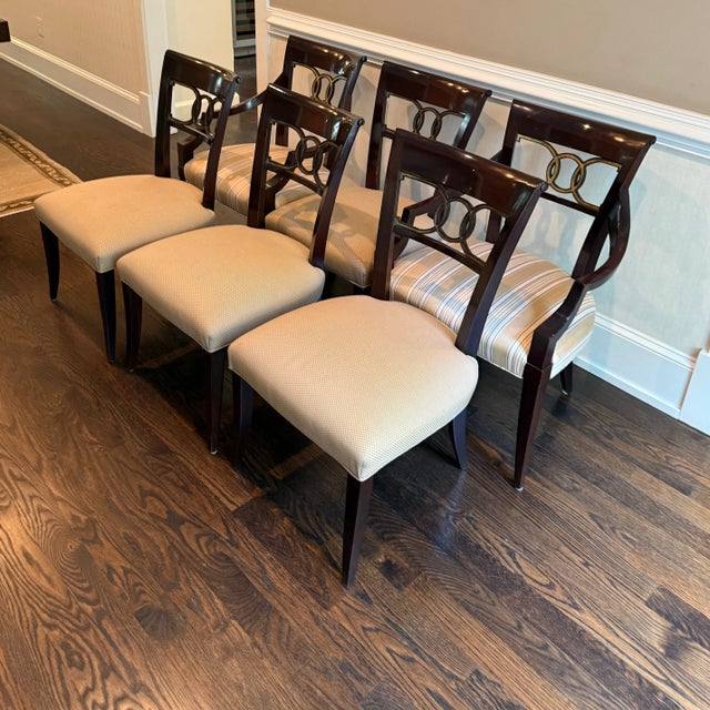 2010s Set of 6 Thomas Pheasant for Baker Cleo Dining Chairs For Sale - Image 5 of 14