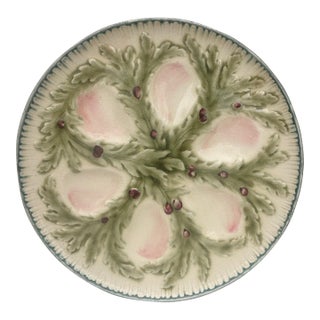 French Majolica Oyster Plate Choisy-Le-Roi, Circa 1880 For Sale