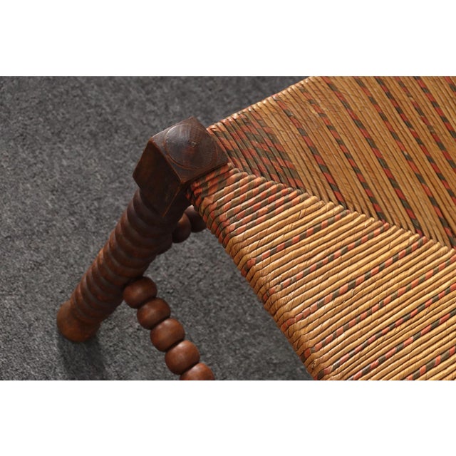 Diminutive Antique French 19th Century Bobbin Corner Chair With Rush Seat For Sale - Image 16 of 18