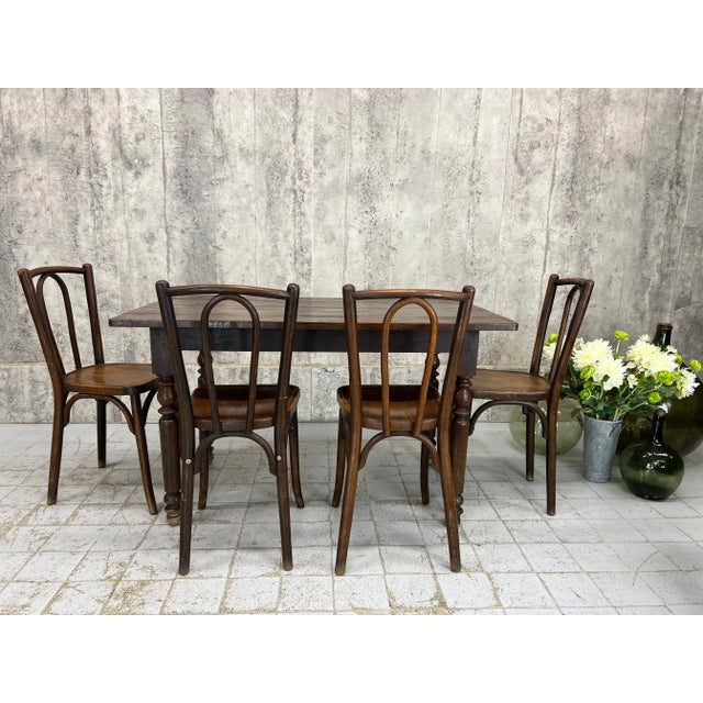 Brown French Wooden Bistro Table, 1930s For Sale - Image 8 of 10