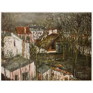 1950s Maurice Utrillo "The Berlioz House and the Hunting Lodge of Henri Fifth"