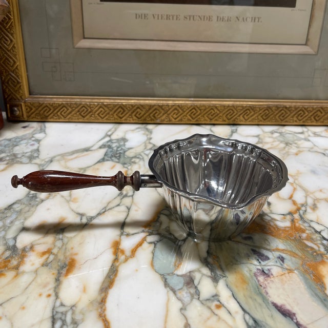 Silver Plated Sauce Pot With Wooden Handle For Sale - Image 10 of 10
