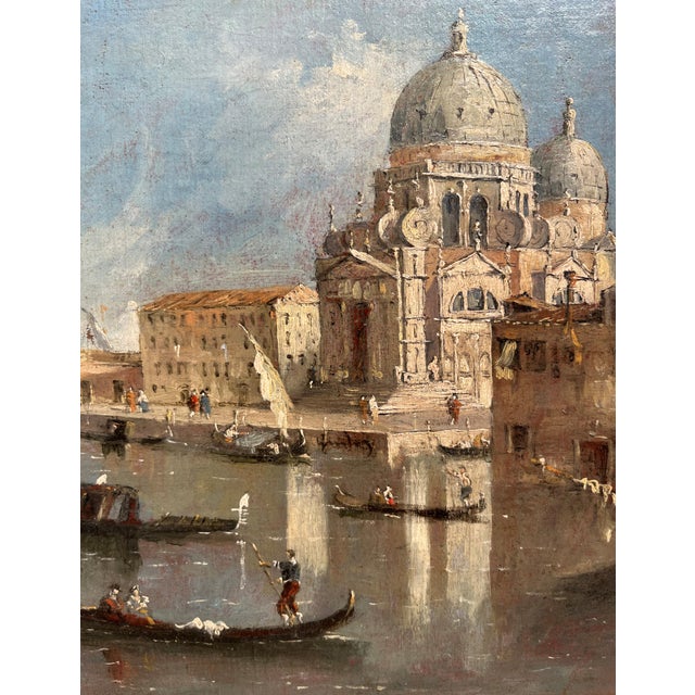View of Venice with the Basilica of Santa Maria Della Salute, Oil on Canvas, 19th Century, Framed For Sale - Image 10 of 12