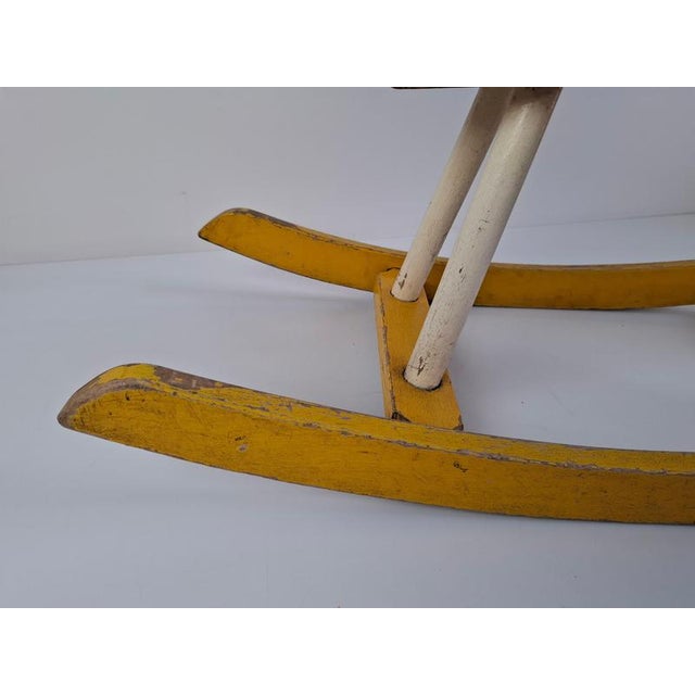 Blue Mid-Century Hand-Painted Wooden Rocking Horse, Czechoslovakia, 1960s For Sale - Image 8 of 16