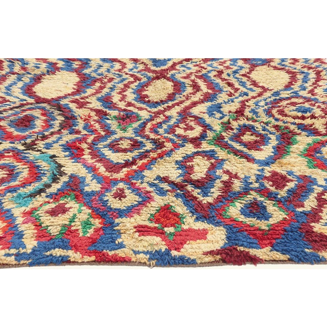 Berber Tribes of Morocco Vintage Azilal Boucherouite Moroccan Rug, 04'07 X 08'02 For Sale - Image 4 of 10