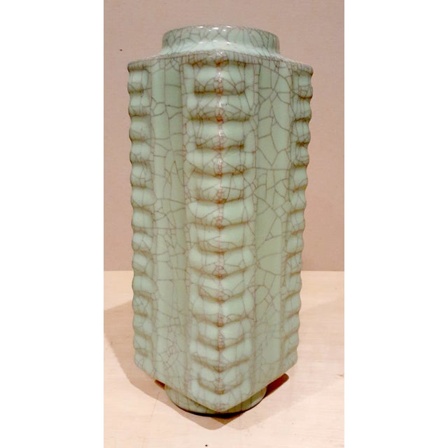Early 20th Century Early 20th Century Chinese Porcelain Guan Yao Cong Vase For Sale - Image 5 of 9