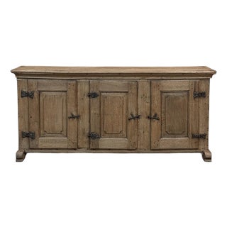 18th Century Dutch Rustic Oak Buffet ~ Credenza With Wrought Iron For Sale