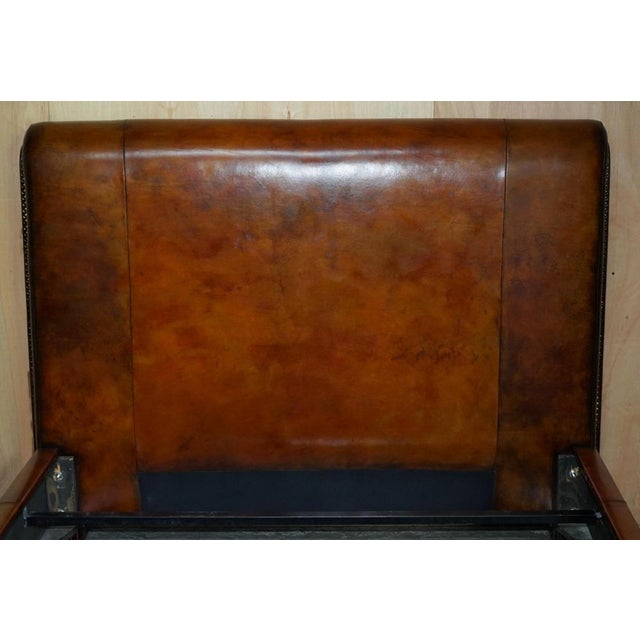 European King Bed Frame in Hand-Dyed Brown Leather from Ralph Lauren For Sale - Image 6 of 18