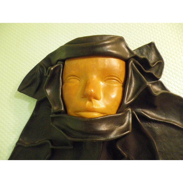 Animal Skin Handmade Decorative Wall Mask in Leather, 1980 For Sale - Image 7 of 11