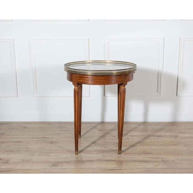Wood Mid 20th Century Louis XVI–Style Bouillotte Table with Marble Top and Brass Gallery For Sale - Image 7 of 11