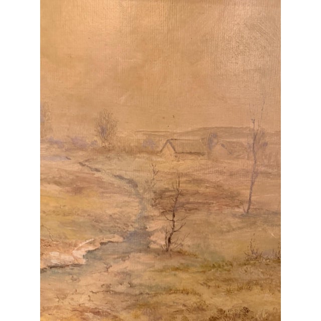 Michael Moering, Winter Landscape with Stream and Village, Oil Painting on Canvas For Sale - Image 12 of 13