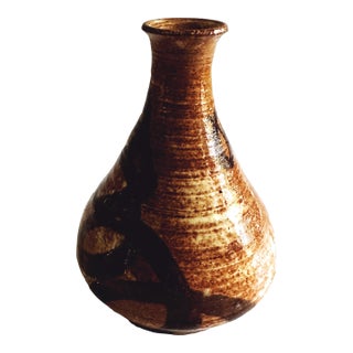 Brutalist Brown Handthrown Ceramic Pottery, Midcentury Modern Vase, Boho Decor, Minimalist For Sale
