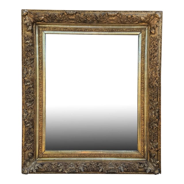 Huge Antique Regency Style Giltwood Mirror W Beveled Glass For Sale