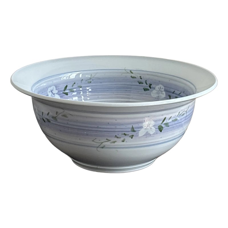Vintage Late-20th Century Hand-painted Studio Pottery Serving Bowl