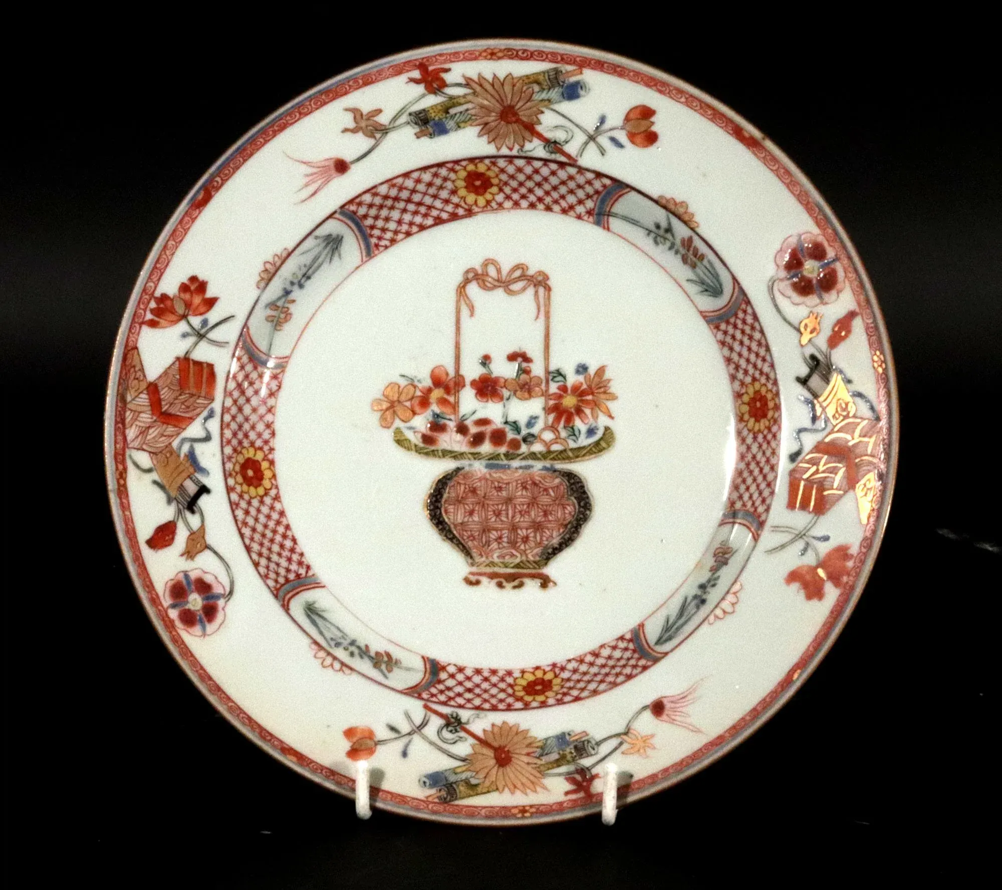 Chinese Export Porcelain Rose Verte Plates Painted With Flower
