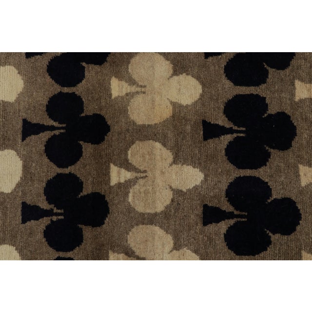 1950s Vintage Gabbeh Runner in Beige-Brown and Black Spade Patterns For Sale In New York - Image 6 of 8