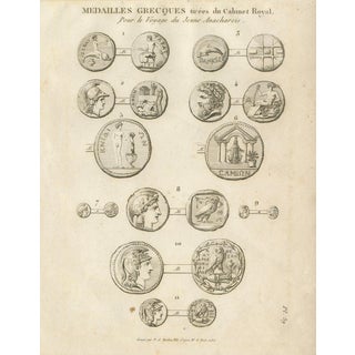 Tardieu, Antique Print of Ancient Greek Coins and Medals, 1825, Engraving For Sale