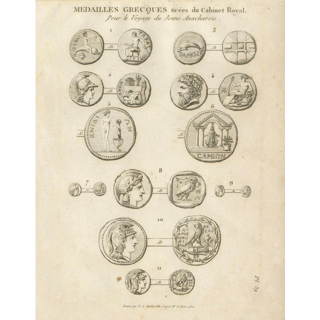 Tardieu, Antique Print of Ancient Greek Coins and Medals, 1825, Engraving For Sale