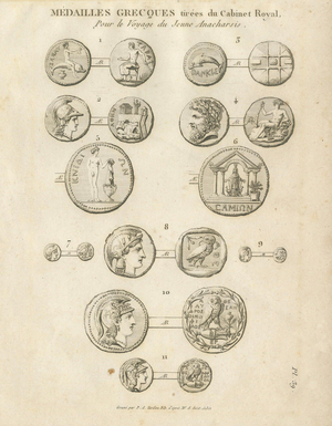 Tardieu, Antique Print of Ancient Greek Coins and Medals, 1825, Engraving