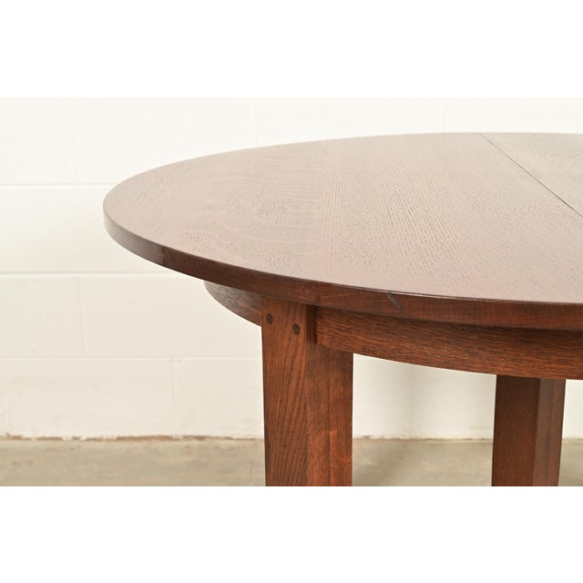 L. & J. G. Stickley Antique Mission Oak Arts & Crafts Extension Dining Table, Newly Refinished For Sale - Image 10 of 13