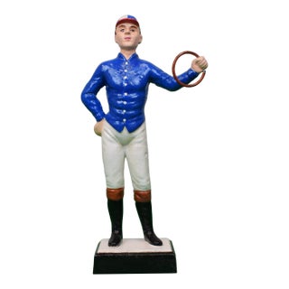 "21" Club Style Cast Iron Jockey Figurine- Blue For Sale