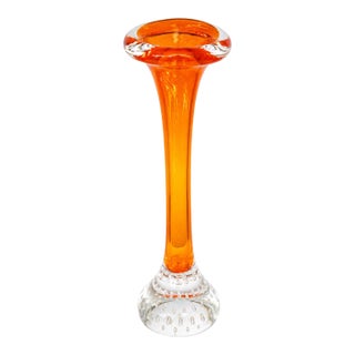 1960s Swedish Åseda Glasbruk Orange Art Glass Bud Vase, Attributed to Bo Borgström For Sale